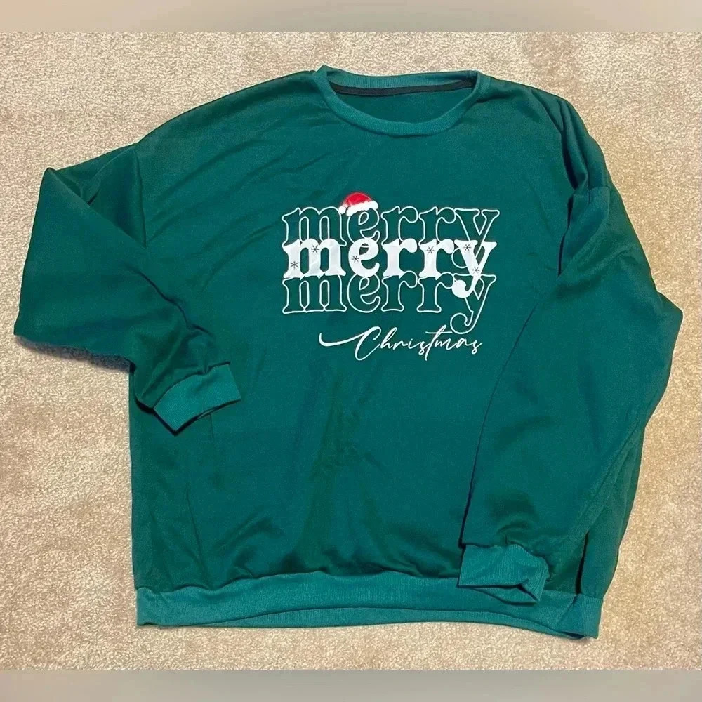 SHEIN Unity Plus Christmas Print Thermal Lined Sweatshirt